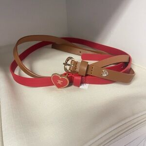 Juicy Couture Red and Tan Heart Charm Belt